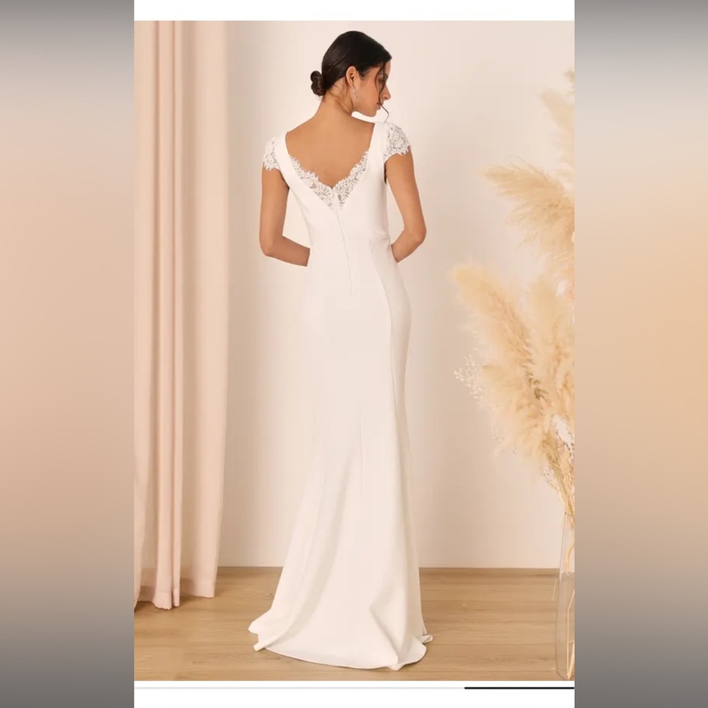 Lulus Forever Beloved White Lace Cap Sleeve Mermaid Maxi Dress